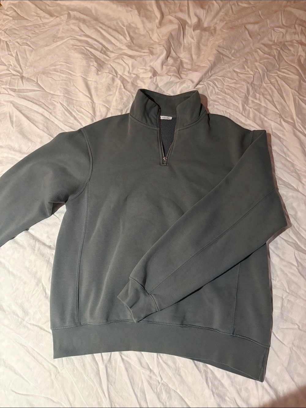 Zara Men's Quarter-Zip Sweatshirt - Gray/Blue